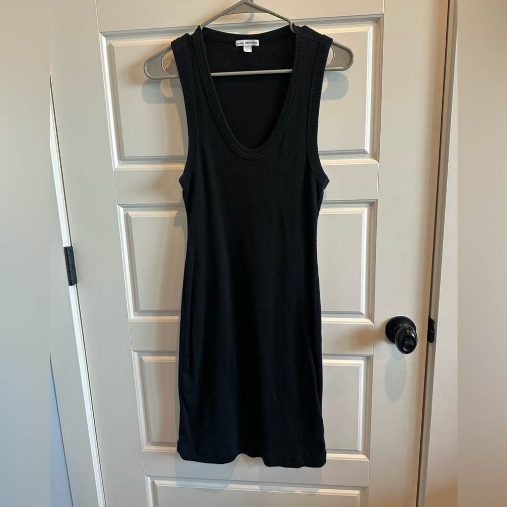 James Perse Black Ribbed Midi Tank Dress 100% Cotton